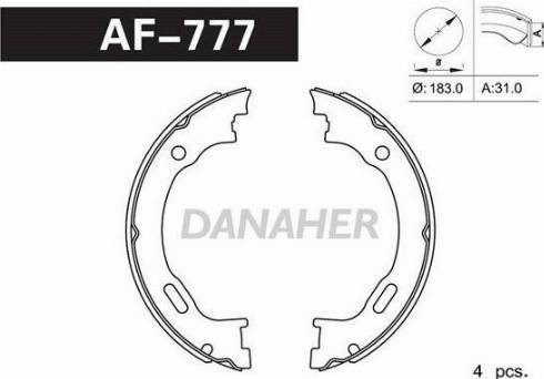 Danaher AF777 - Kit ganasce, Freno stazionamento autozon.pro