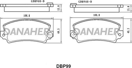 Danaher DBP99 - Kit pastiglie freno, Freno a disco autozon.pro