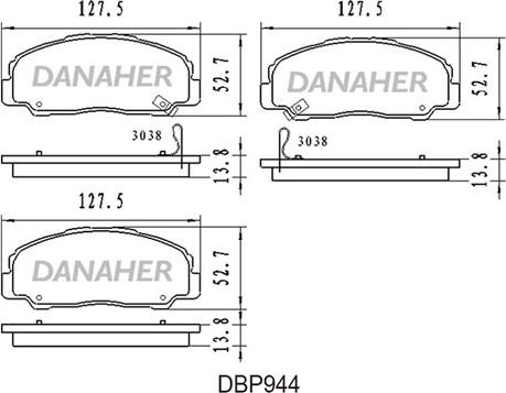 Danaher DBP944 - Kit pastiglie freno, Freno a disco autozon.pro