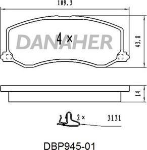 Danaher DBP945-01 - Kit pastiglie freno, Freno a disco autozon.pro