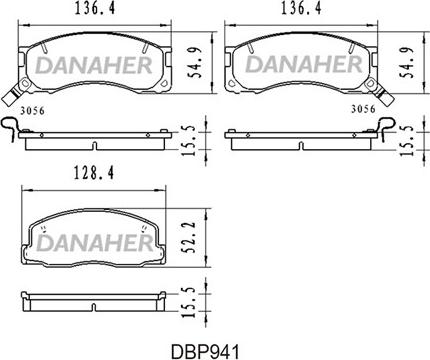 Danaher DBP941 - Kit pastiglie freno, Freno a disco autozon.pro