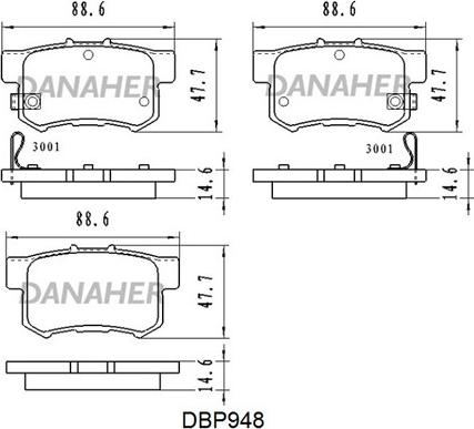 Danaher DBP948 - Kit pastiglie freno, Freno a disco autozon.pro