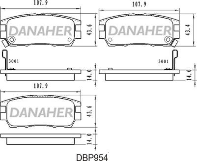 Danaher DBP954 - Kit pastiglie freno, Freno a disco autozon.pro