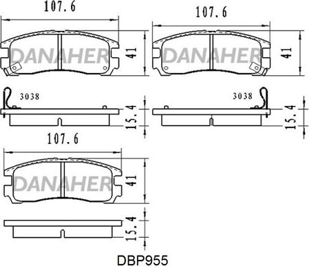 Danaher DBP955 - Kit pastiglie freno, Freno a disco autozon.pro