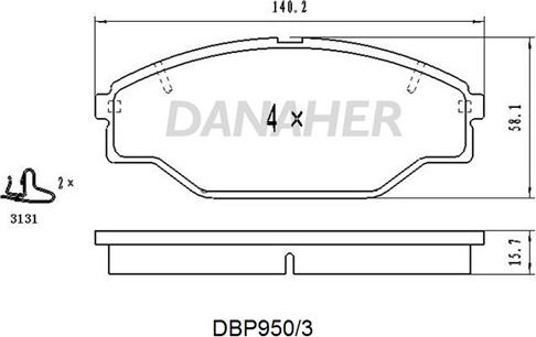 Danaher DBP950/3 - Kit pastiglie freno, Freno a disco autozon.pro