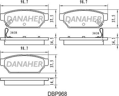 Danaher DBP968 - Kit pastiglie freno, Freno a disco autozon.pro