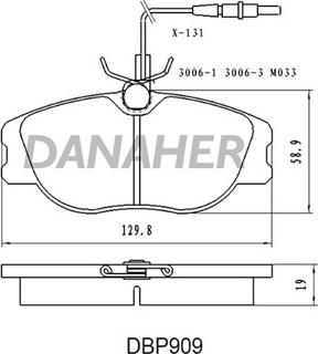 Danaher DBP909 - Kit pastiglie freno, Freno a disco autozon.pro