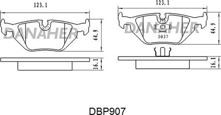 Danaher DBP907 - Kit pastiglie freno, Freno a disco autozon.pro