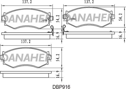 Danaher DBP916 - Kit pastiglie freno, Freno a disco autozon.pro