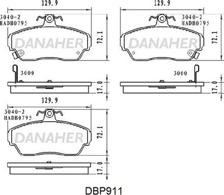 Danaher DBP911 - Kit pastiglie freno, Freno a disco autozon.pro