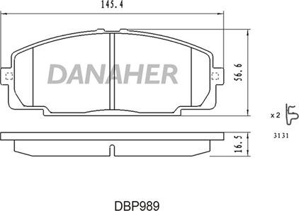 Danaher DBP989 - Kit pastiglie freno, Freno a disco autozon.pro