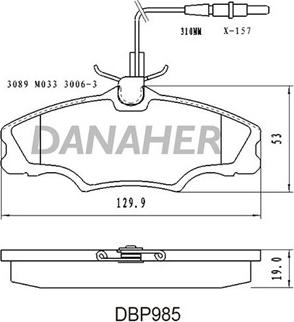 Danaher DBP985 - Kit pastiglie freno, Freno a disco autozon.pro