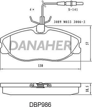 Danaher DBP986 - Kit pastiglie freno, Freno a disco autozon.pro