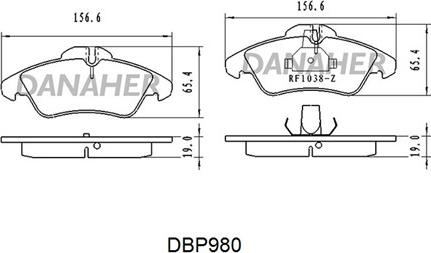 Danaher DBP980 - Kit pastiglie freno, Freno a disco autozon.pro