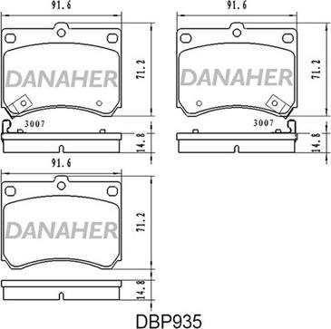 Danaher DBP935 - Kit pastiglie freno, Freno a disco autozon.pro