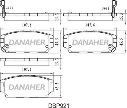 Danaher DBP921 - Kit pastiglie freno, Freno a disco autozon.pro