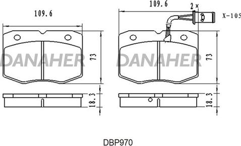 Danaher DBP970 - Kit pastiglie freno, Freno a disco autozon.pro