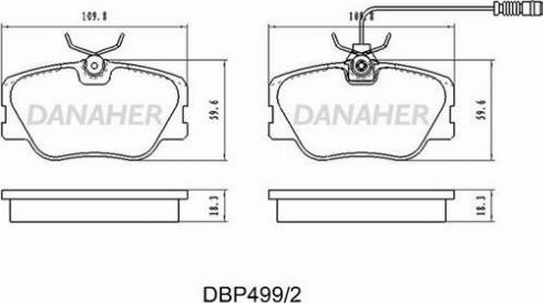 Danaher DBP499/2 - Kit pastiglie freno, Freno a disco autozon.pro