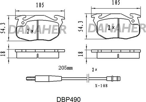 Danaher DBP490 - Kit pastiglie freno, Freno a disco autozon.pro