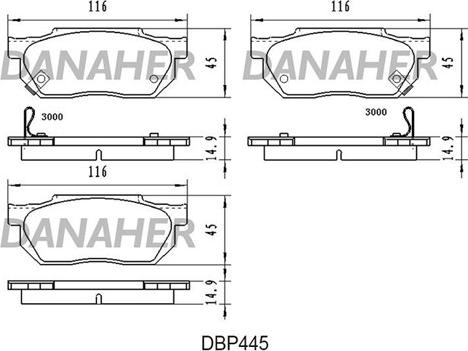 Danaher DBP445 - Kit pastiglie freno, Freno a disco autozon.pro