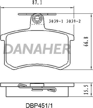 Danaher DBP451/1 - Kit pastiglie freno, Freno a disco autozon.pro