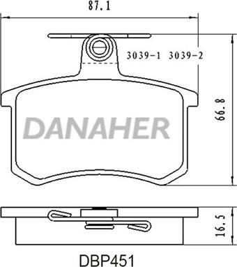 Danaher DBP451 - Kit pastiglie freno, Freno a disco autozon.pro