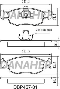 Danaher DBP457-01 - Kit pastiglie freno, Freno a disco autozon.pro