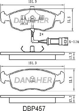 Danaher DBP457 - Kit pastiglie freno, Freno a disco autozon.pro