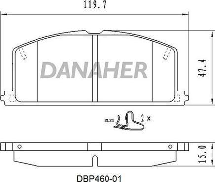 Danaher DBP460-01 - Kit pastiglie freno, Freno a disco autozon.pro