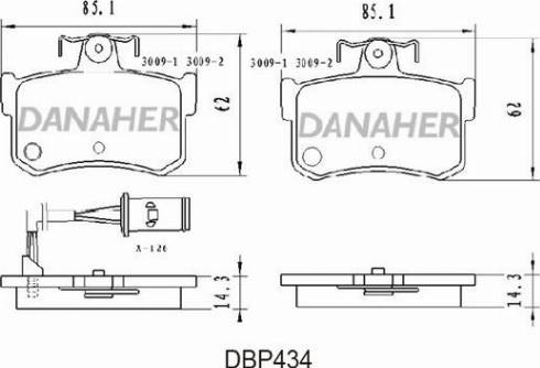 Danaher DBP434 - Kit pastiglie freno, Freno a disco autozon.pro