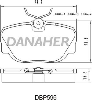 Danaher DBP596 - Kit pastiglie freno, Freno a disco autozon.pro