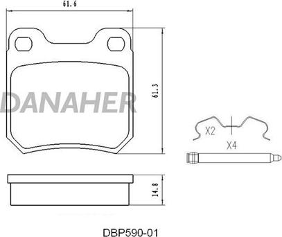 Danaher DBP590-01 - Kit pastiglie freno, Freno a disco autozon.pro