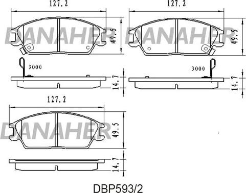 Danaher DBP593/2 - Kit pastiglie freno, Freno a disco autozon.pro