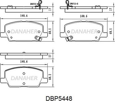 Danaher DBP5448 - Kit pastiglie freno, Freno a disco autozon.pro