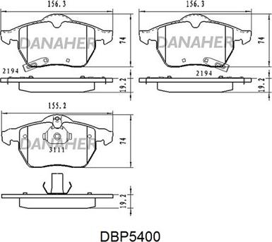 Danaher DBP5400 - Kit pastiglie freno, Freno a disco autozon.pro