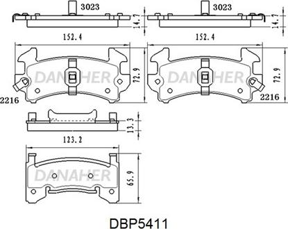 Danaher DBP5411 - Kit pastiglie freno, Freno a disco autozon.pro