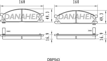 Danaher DBP543 - Kit pastiglie freno, Freno a disco autozon.pro