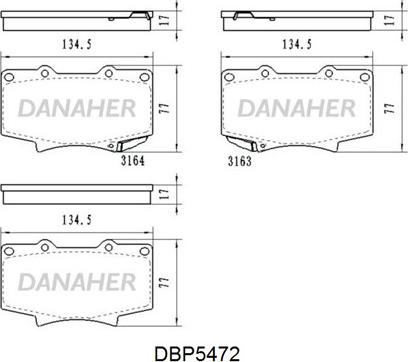 Danaher DBP5472 - Kit pastiglie freno, Freno a disco autozon.pro