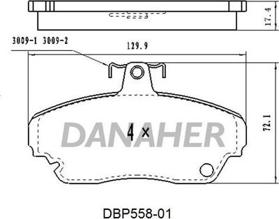 Danaher DBP558-01 - Kit pastiglie freno, Freno a disco autozon.pro