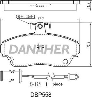 Danaher DBP558 - Kit pastiglie freno, Freno a disco autozon.pro