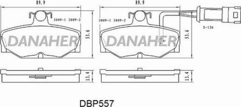 Danaher DBP557 - Kit pastiglie freno, Freno a disco autozon.pro