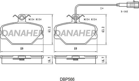 Danaher DBP566 - Kit pastiglie freno, Freno a disco autozon.pro