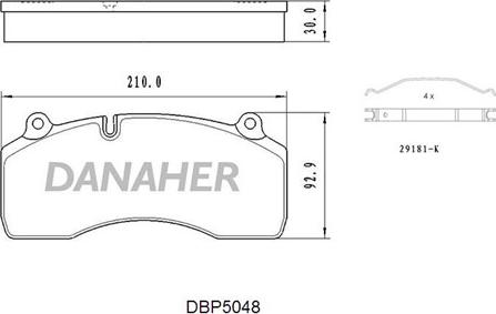 Danaher DBP5048 - Kit pastiglie freno, Freno a disco autozon.pro