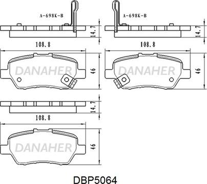 Danaher DBP5064 - Kit pastiglie freno, Freno a disco autozon.pro