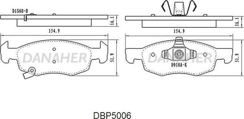 Danaher DBP5006 - Kit pastiglie freno, Freno a disco autozon.pro