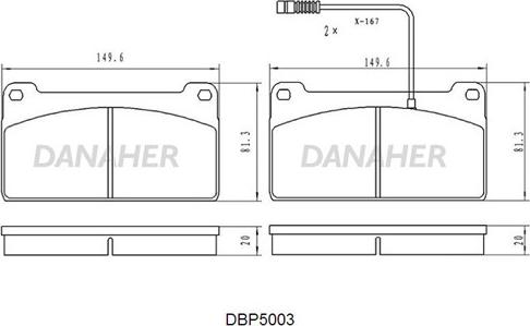 Danaher DBP5003 - Kit pastiglie freno, Freno a disco autozon.pro