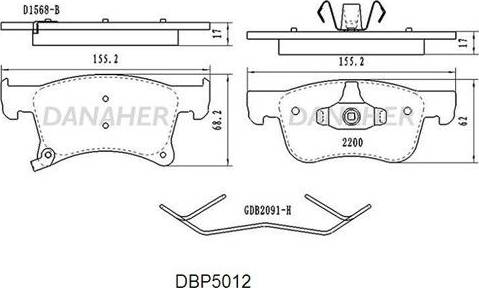 Danaher DBP5012 - Kit pastiglie freno, Freno a disco autozon.pro