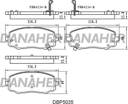 Danaher DBP5035 - Kit pastiglie freno, Freno a disco autozon.pro