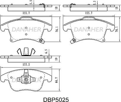 Danaher DBP5025 - Kit pastiglie freno, Freno a disco autozon.pro