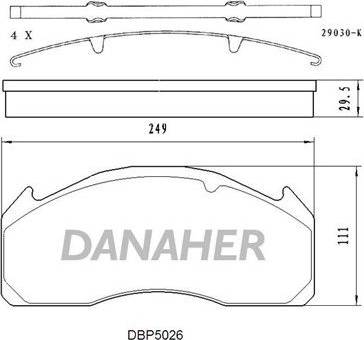 Danaher DBP5026 - Kit pastiglie freno, Freno a disco autozon.pro